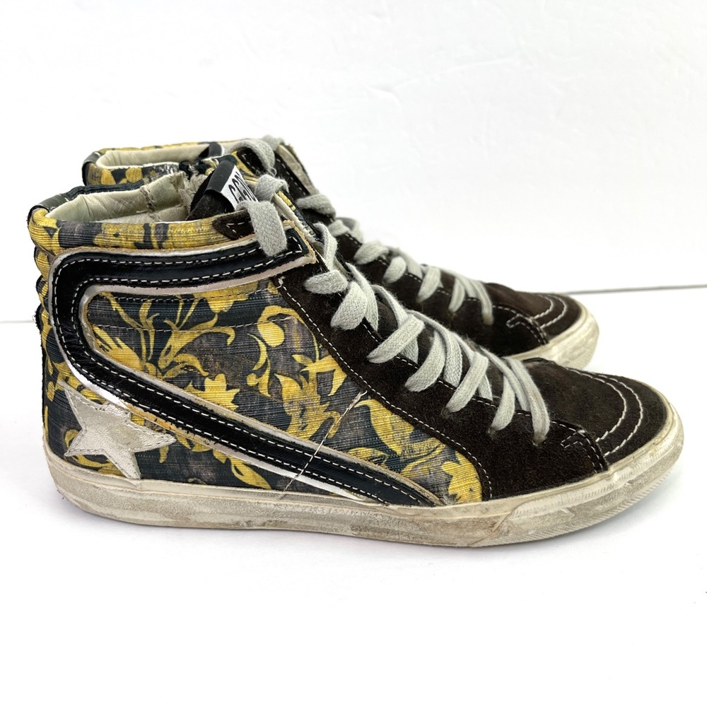 GOLDEN GOOSE Black Yellow Field Slide Sneakers Rare Size 37 - Picture 15 of 15